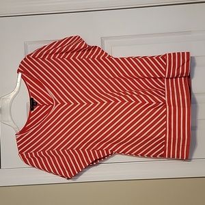 Notations striped bat winged top.  Red and white, size medium
